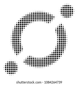 Dotted black node link icon. Vector halftone concept of node link icon combined with round items.
