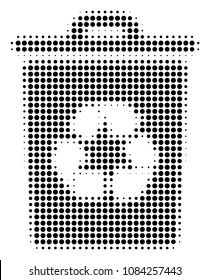 Dotted black recycle bin icon. Vector halftone pattern of recycle bin icon formed from round elements.