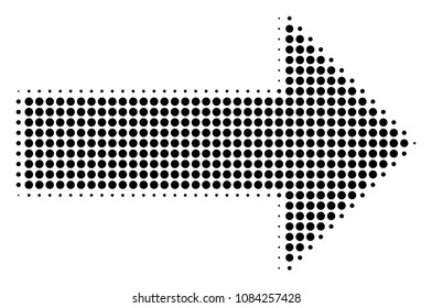 Dotted black right arrow icon. Vector halftone concept of right arrow icon formed of round elements.