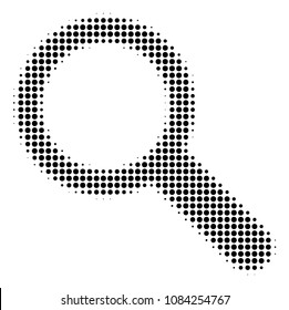 Dotted black search icon. Vector halftone composition of search symbol formed from spheric pixels.