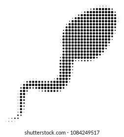 Dotted black spermatozoon icon. Vector halftone pattern of spermatozoon symbol organized from round pixels.
