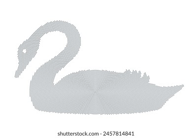 Dotted black swan symbol, silhouette of a swan made of circularly arranged gray dots. Symbol for a black swan event, the metaphor for unexpected events of large magnitude and consequence in history.