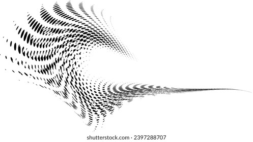 Marco radial retorcido negro punteado con radios blancos superpuestos y con la parte inferior inclinada desde los lados. Vector. Para logotipos, marcas comerciales, emblemas. Espacio para copiar texto.