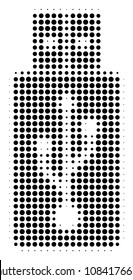 Dotted black USB flash drive icon. Vector halftone pattern of USB flash drive icon constructed of circle elements.