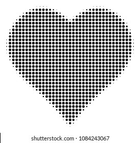 Dotted black valentine heart icon. Vector halftone mosaic of valentine heart pictogram created from round items.