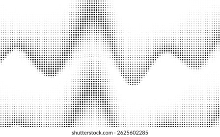 Dotted Black and White Halftone Pattern: Modern Minimalist Design with Abstract Geometric Shapes, Perfect for Digital Backgrounds and Creative Graphic Elements
