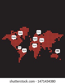 dotted blank black world map - Illustration