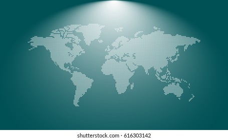 Dotted blank world map. World map vector template for website, infographics, design.