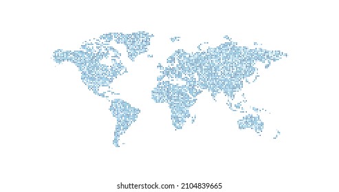 Mapa del mundo de color azul escogido. Ilustración vectorial de acciones aislada