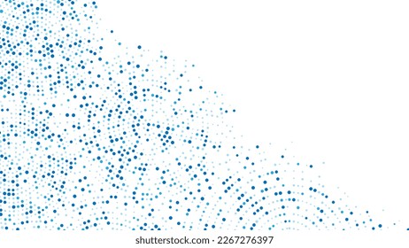 Dotted blue frame background ornament. Texture of circles, spheres, particles. Chaotic pattern. Mosaic, labyrinth. Poster for presentation, medicine, business, computer screensaver. Vector