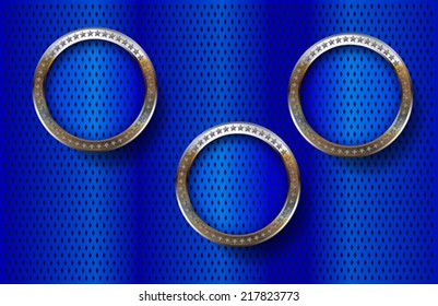 The dotted blue metallic background and infographic elements