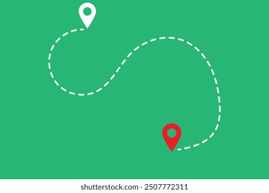 Camino azul punteado con puntos o camino a algún lugar. Ilustración vectorial