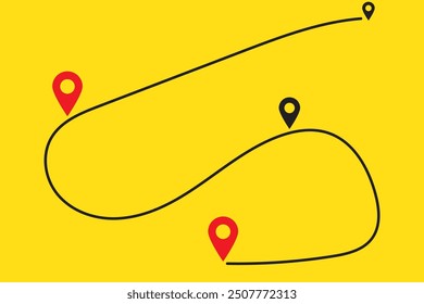 Dotted blue path with points or way to somewwhere. Vector illustration