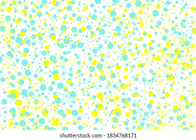 Dotted blue and yellow pattern background. Simple geometric circles design template, irregular repeat dots decorative backdrop for wallpaper, banner, poster or brochure 