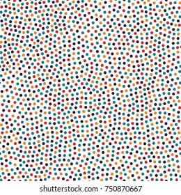 Dotted bright colorful seamless pattern. Polka dot hand drawn background. Retro memphis style - fashion 80-90s.