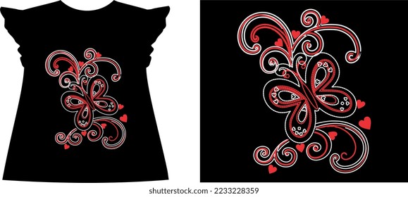 dotted butterfly t shirt graphic design vector illustration \