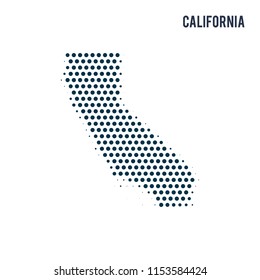 Dotted California map isolated on white background.