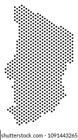 Dotted Chad map. Vector territory plan. Cartographic composition of Chad map designed of circle items.