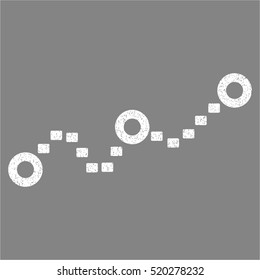 Dotted Chart grainy textured icon for overlay watermark stamps. Flat symbol with dust texture. Dotted vector white ink rubber seal stamp with grunge design on a gray background.