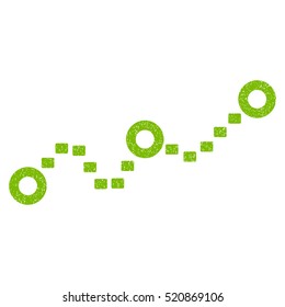 Dotted Chart grainy textured icon for overlay watermark stamps. Flat symbol with dirty texture. Dotted vector eco green ink rubber seal stamp with grunge design on a white background.