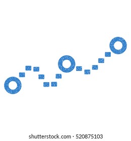 Dotted Chart grainy textured icon for overlay watermark stamps. Flat symbol with unclean texture. Dotted vector cobalt ink rubber seal stamp with grunge design on a white background.