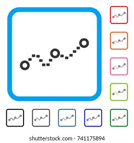 Dotted Chart icon. Flat grey iconic symbol in a light blue rounded rectangular frame. Black, gray, green, blue, red, orange color additional versions of Dotted Chart vector.