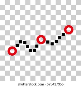 Dotted Chart icon. Vector illustration style is flat iconic bicolor symbol, intensive red and black colors, transparent background. Designed for web and software interfaces.