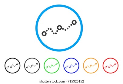 Dotted Chart icon. Vector illustration style is a flat iconic dotted chart gray rounded symbol inside light blue circle with black, gray, green, blue, red, orange color versions.