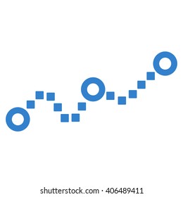 Dotted Chart vector toolbar icon. Style is flat icon symbol, cobalt color, white background, square dots.