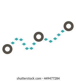 Dotted Chart vector toolbar icon. Style is bicolor flat icon symbol, grey and cyan colors, white background, rhombus dots.