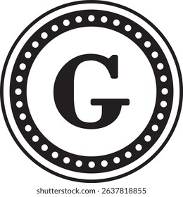Dotted Circle Alphabet G monogram circle frame dotted outline initial alphabet letter round border elegant minimal