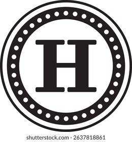 Dotted Circle Alphabet H monogram circle frame dotted outline initial alphabet letter round border elegant minimal
