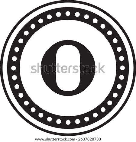 Dotted Circle Alphabet O monogram circle frame dotted outline initial alphabet letter round border elegant minimal
