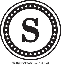 Dotted Circle Alphabet S monogram circle frame dotted outline initial alphabet letter round border elegant minimal