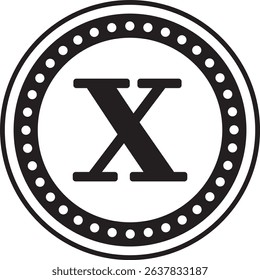 Dotted Circle Alphabet X monogram circle frame dotted outline initial alphabet letter round border elegant minimal