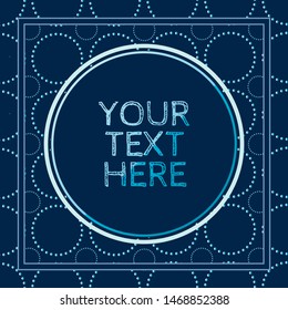 dotted circle fretwork pattern in blues