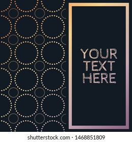 dotted circle fretwork pattern in navy, copper and purple