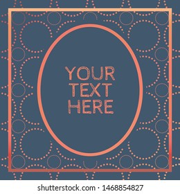 dotted circle fretwork pattern in pale blue and rose gold