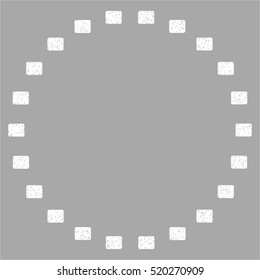 Dotted Circle grainy textured icon for overlay watermark stamps. Flat symbol with unclean texture. Dotted vector white ink rubber seal stamp with grunge design on a silver background.