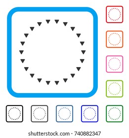 Dotted Circle icon. Flat grey iconic symbol in a light blue rounded rectangular frame. Black, gray, green, blue, red, orange color versions of Dotted Circle vector.