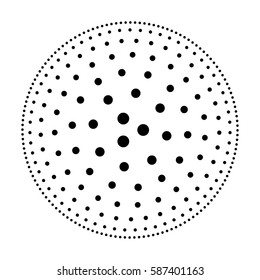 Dotted circle made of small circles. Black and white centerpiece vector pattern.