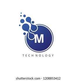 Dotted Circle Mark M Letter, Technology Logo