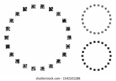 Dotted circle mosaic of ragged items in various sizes and color tones, based on dotted circle icon. Vector ragged elements are united into mosaic. Dotted circle icons collage with dotted pattern.
