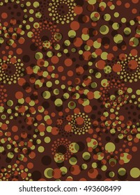 Dotted circle pattern over rust color create abstract background 