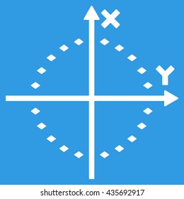 Dotted Circle Plot vector toolbar icon. Style is flat icon symbol, white color, blue background, rhombus dots.