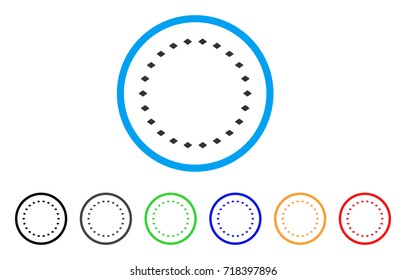 Dotted Circle rounded icon. Style is a flat dotted circle grey symbol inside light blue circle with black, gray, green, blue, red, orange versions. Vector designed for web and software interfaces.