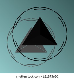 dotted circle with a surround triangle in the middle