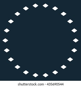 Dotted Circle vector toolbar icon. Style is flat icon symbol, white color, dark blue background, rhombus dots.