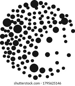 dotted circles . Black and white hand drawn illustration. Icon sign for print and labelling.