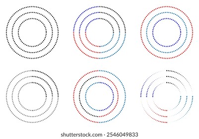 Dotted circles. Dot circle vector illustration on white background.